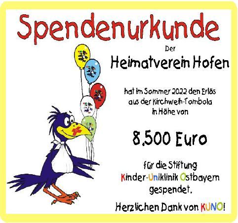 Spendenurkunde KUNO